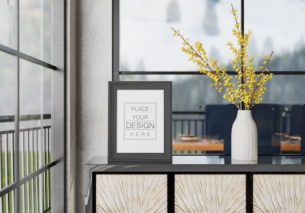 Poster Frame in living room Psd Mockup