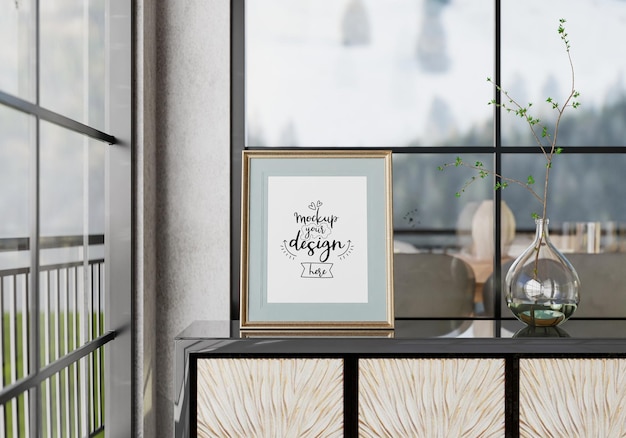 Poster Frame in living room Psd Mockup