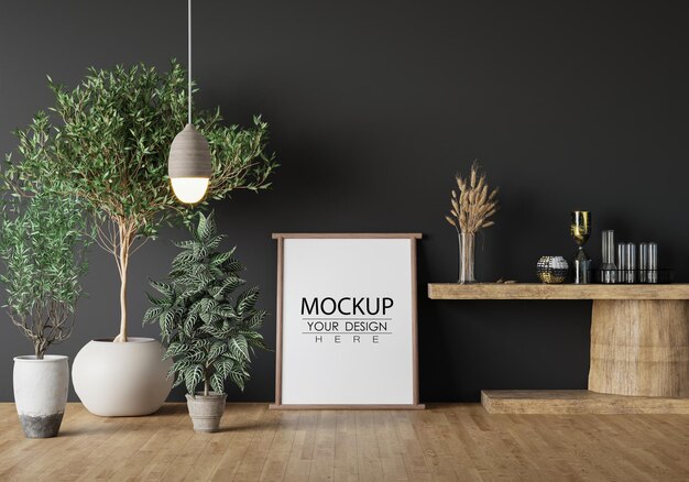 Poster Frame in living room Psd Mockup