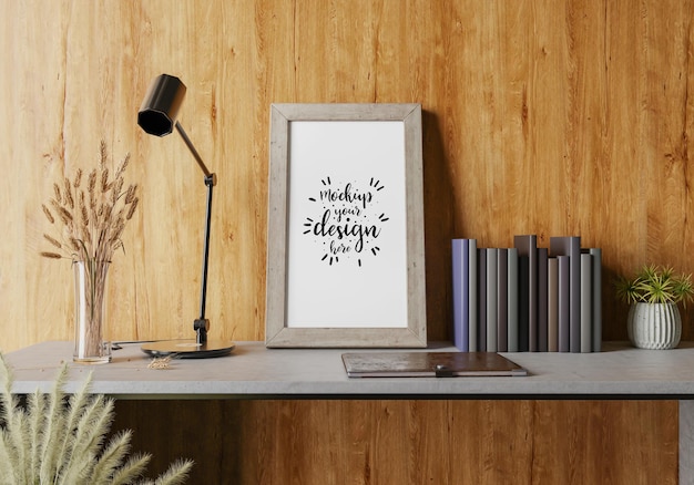 Poster Frame in living room Psd Mockup