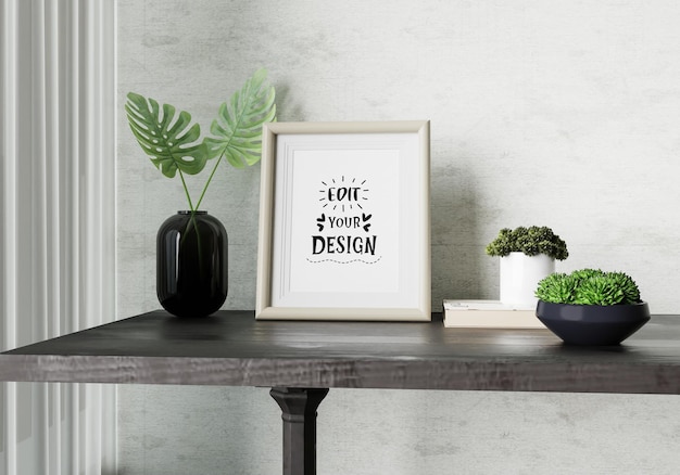 Poster Frame in living room Psd Mockup