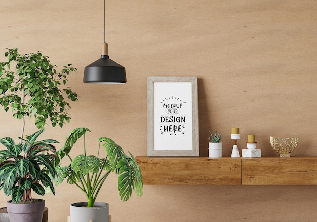 Poster Frame in living room Psd Mockup