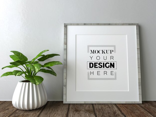 poster frame in living room psd mockup