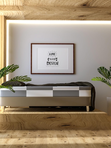 Poster Frame in living room Psd Mockup