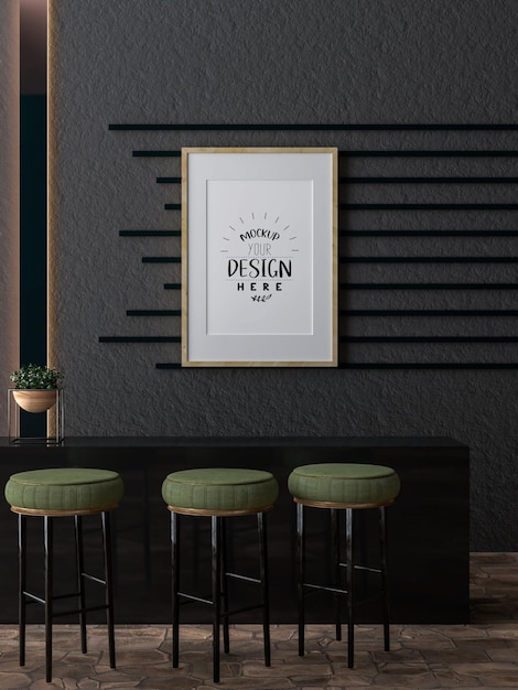 Poster Frame in living room Psd Mockup