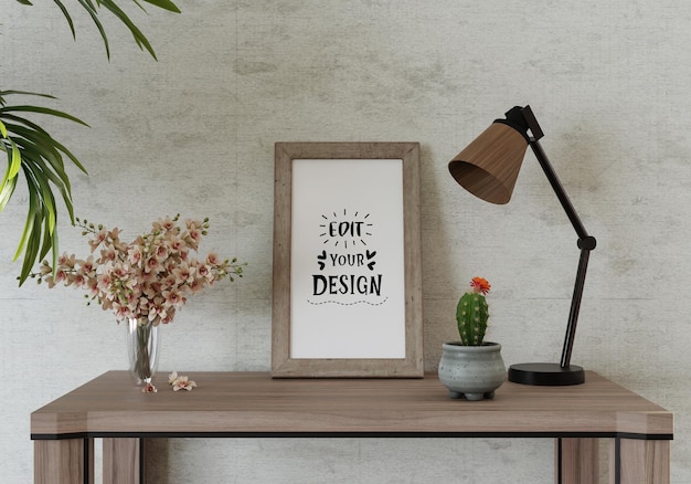 Poster Frame in living room Psd Mockup