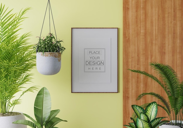 Poster frame in soggiorno psd mockup