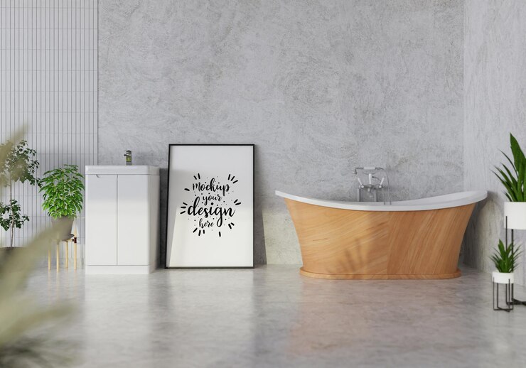 PSD poster frame in living room psd mockup