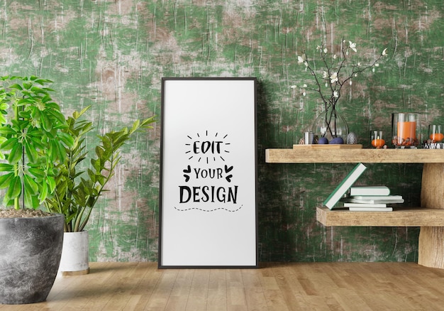 Poster Frame in living room Psd Mockup