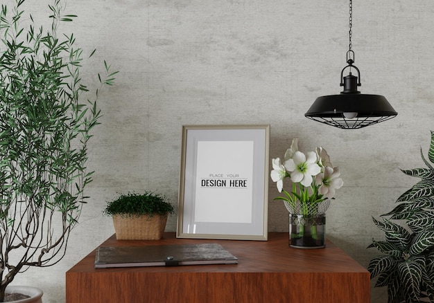 Poster Frame in living room Psd Mockup