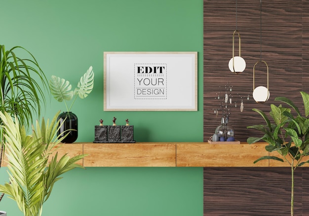 Poster Frame in living room Psd Mockup