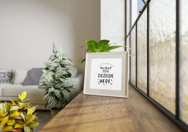 Poster Frame in living room Psd Mockup