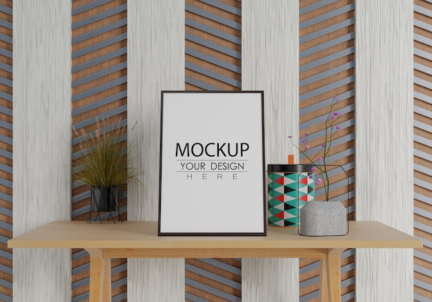 Poster Frame in living room Psd Mockup