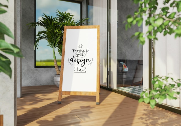 Poster frame in soggiorno psd mockup