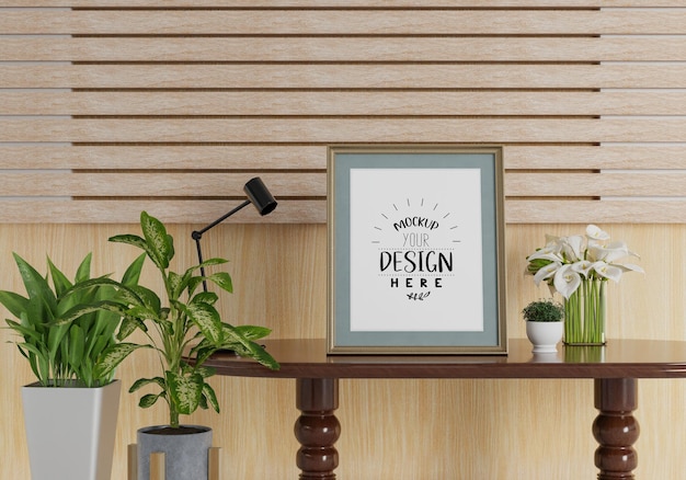 Poster Frame in living room Psd Mockup