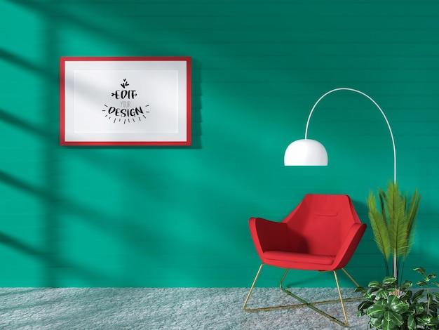 Poster Frame in living room Psd Mockup