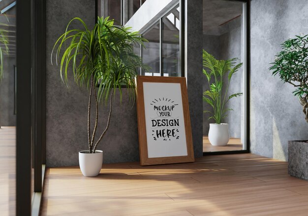 Poster Frame in living room Psd Mockup