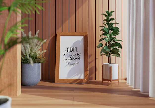 Poster Frame in living room Psd Mockup