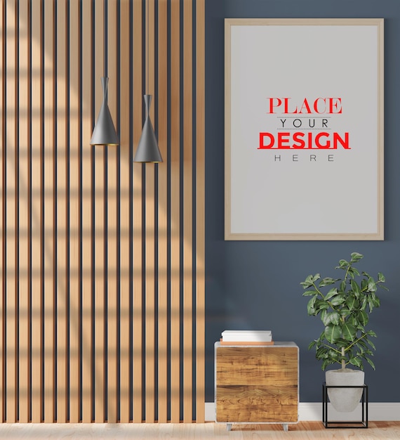 Poster Frame Mockup aan de muur met plant