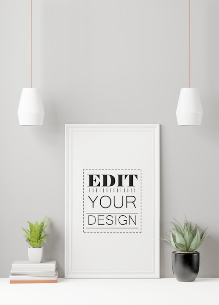 Poster Frame Mockup aan de muur met plant