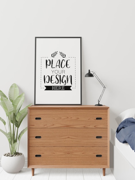 Poster Frame Mockup aan de muur met plant