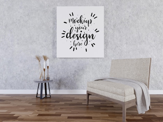 Poster frame mockup aan de muur met plant