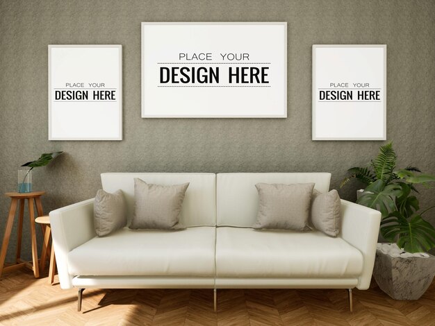 Poster Frame Mockup aan de muur met plant