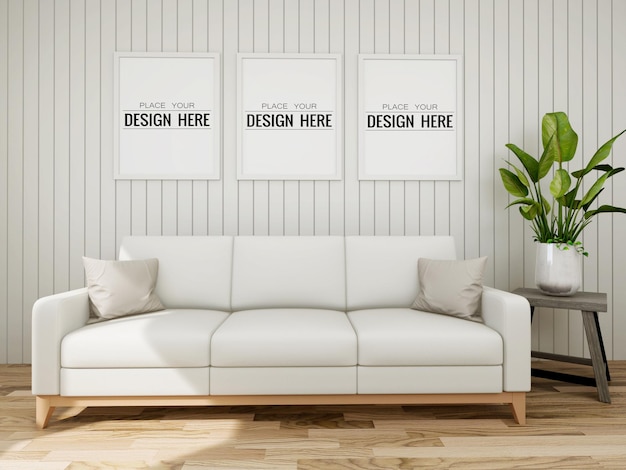 Poster Frame Mockup aan de muur met plant