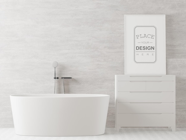 PSD poster frame mockup on bathroom interior