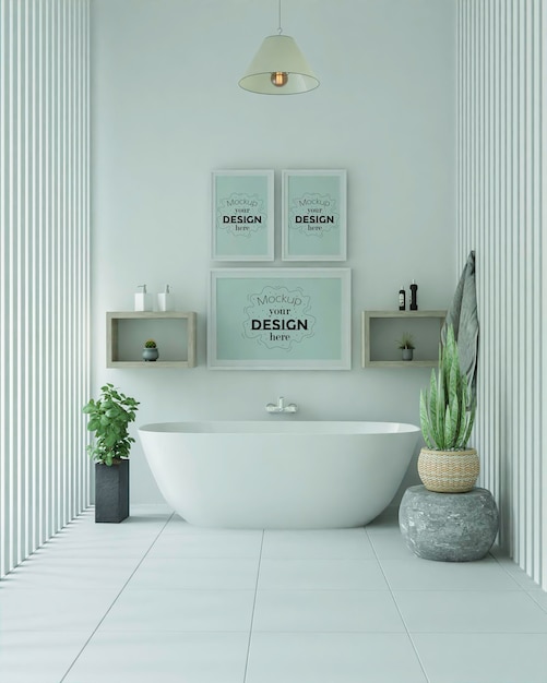 Poster frame mockup su bagno interno