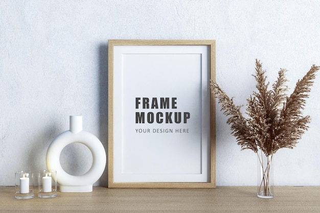 Poster frame mockup design in 3d rendering