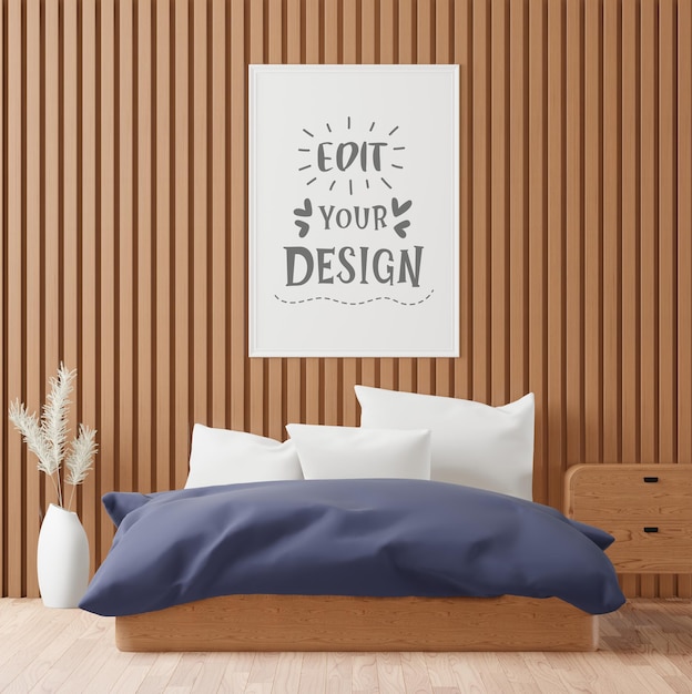 Poster Frame Mockup interieur in een slaapkamer