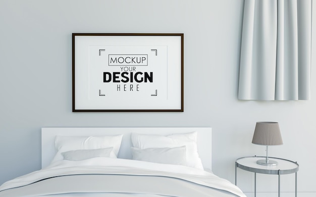 Poster frame mockup interieur in een slaapkamer