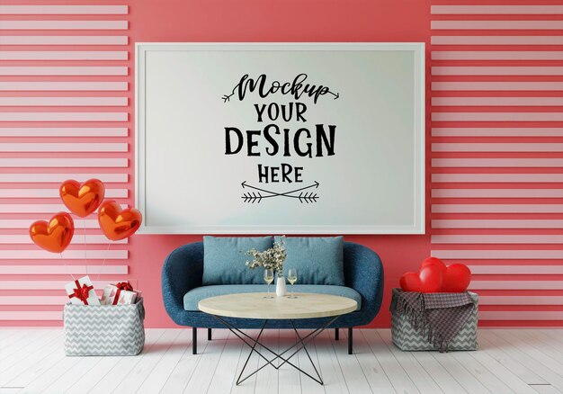 Poster frame mockup interieur in een slaapkamer