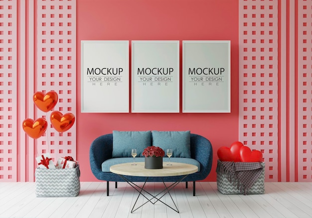 Poster Frame Mockup interieur in een slaapkamer