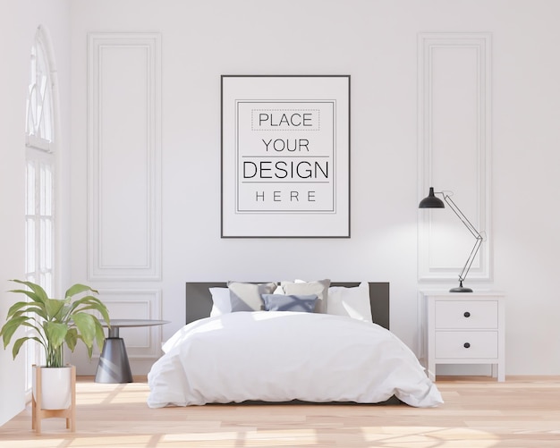 Poster Frame Mockup interieur in een slaapkamer