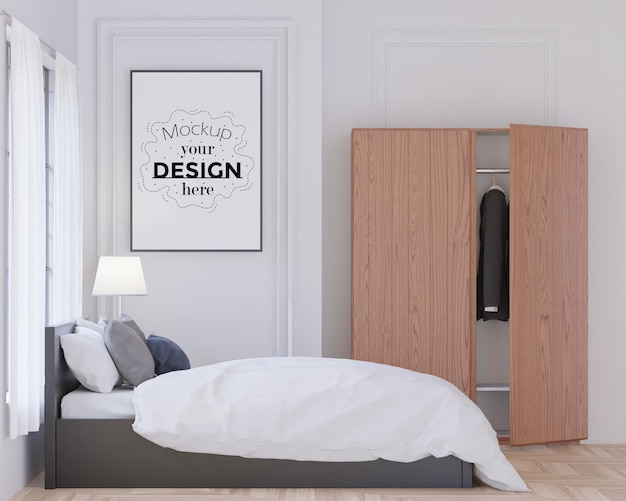 Poster Frame Mockup interieur in een slaapkamer