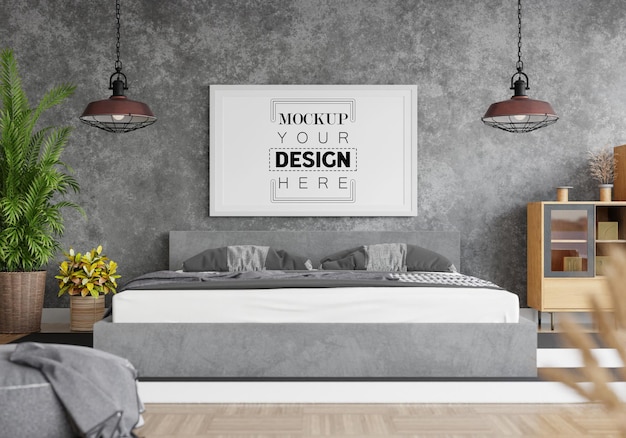 Poster Frame Mockup interieur in een slaapkamer