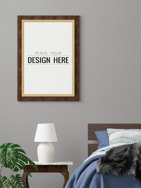 Poster Frame Mockup interieur in een slaapkamer