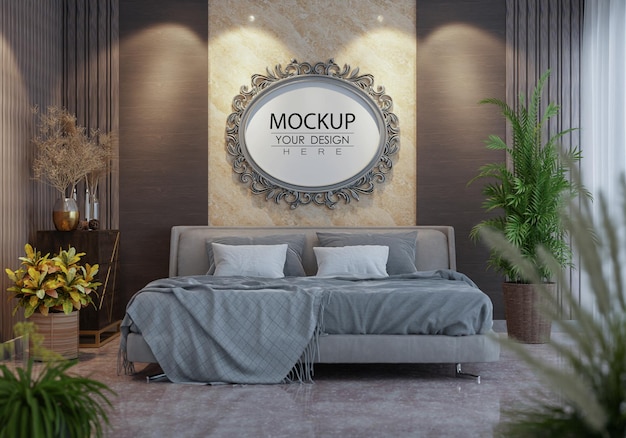 Poster Frame Mockup interieur in een slaapkamer