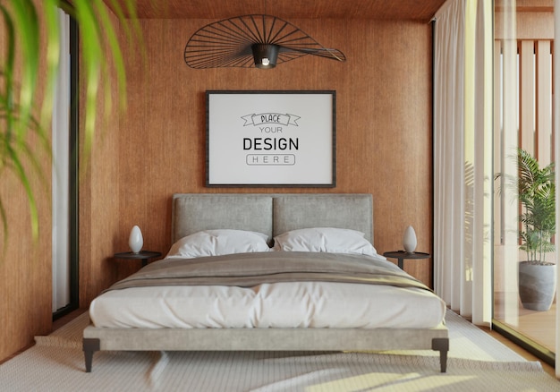 Poster Frame Mockup interieur in een slaapkamer