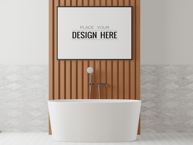 PSD poster frame mockup interior in a bathroom