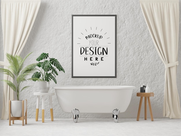 Poster frame mockup interno in un bagno