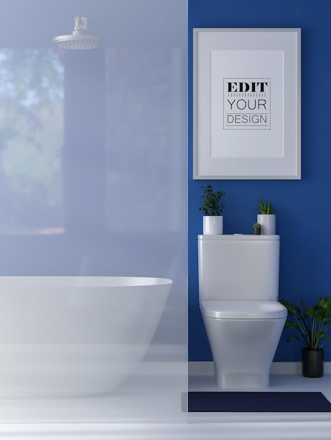 Poster Frame Mockup interior in a Bathroom