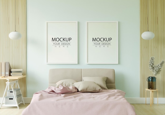 Poster frame mockup interni in una camera da letto