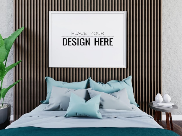 Poster Frame Mockup interior in a bedroom