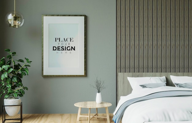 Poster frame mockup interni in una camera da letto