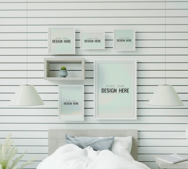 Poster frame mockup interni in una camera da letto