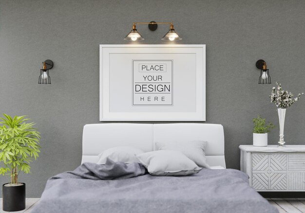 Poster frame mockup interni in una camera da letto