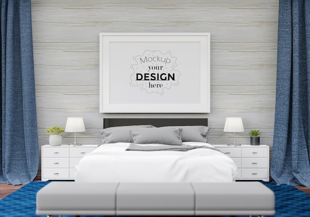 Poster Frame Mockup interior in a bedroom